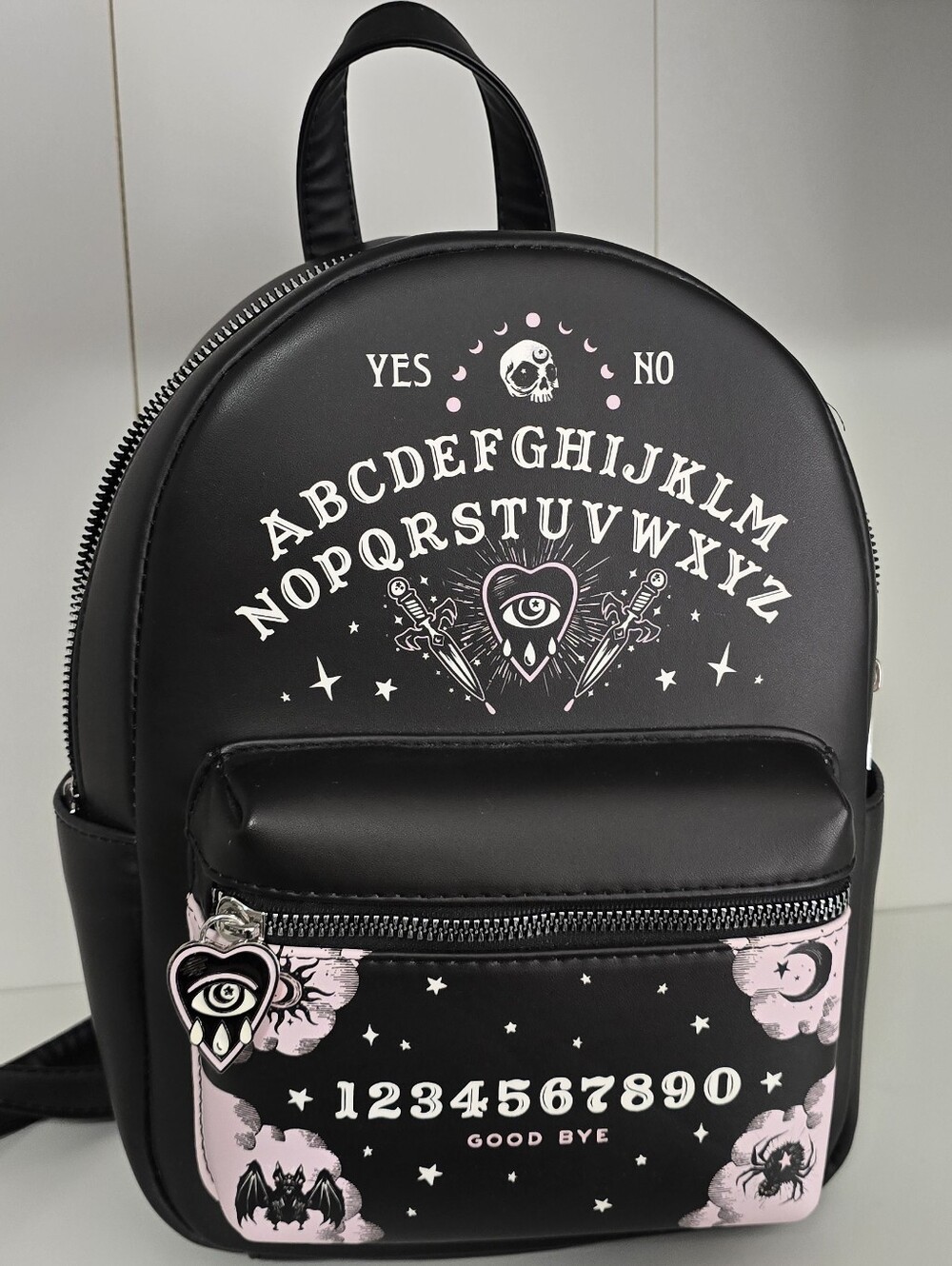 Hot Topic Black Ouija-Print Mini Backpack with Pink Accents